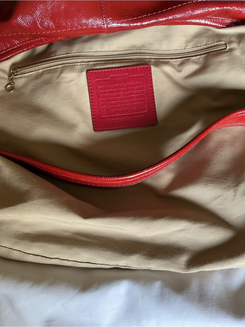 Coach Red Leather Shoulder Bag with Turn-Lock Pocket - Picture 7 of 15